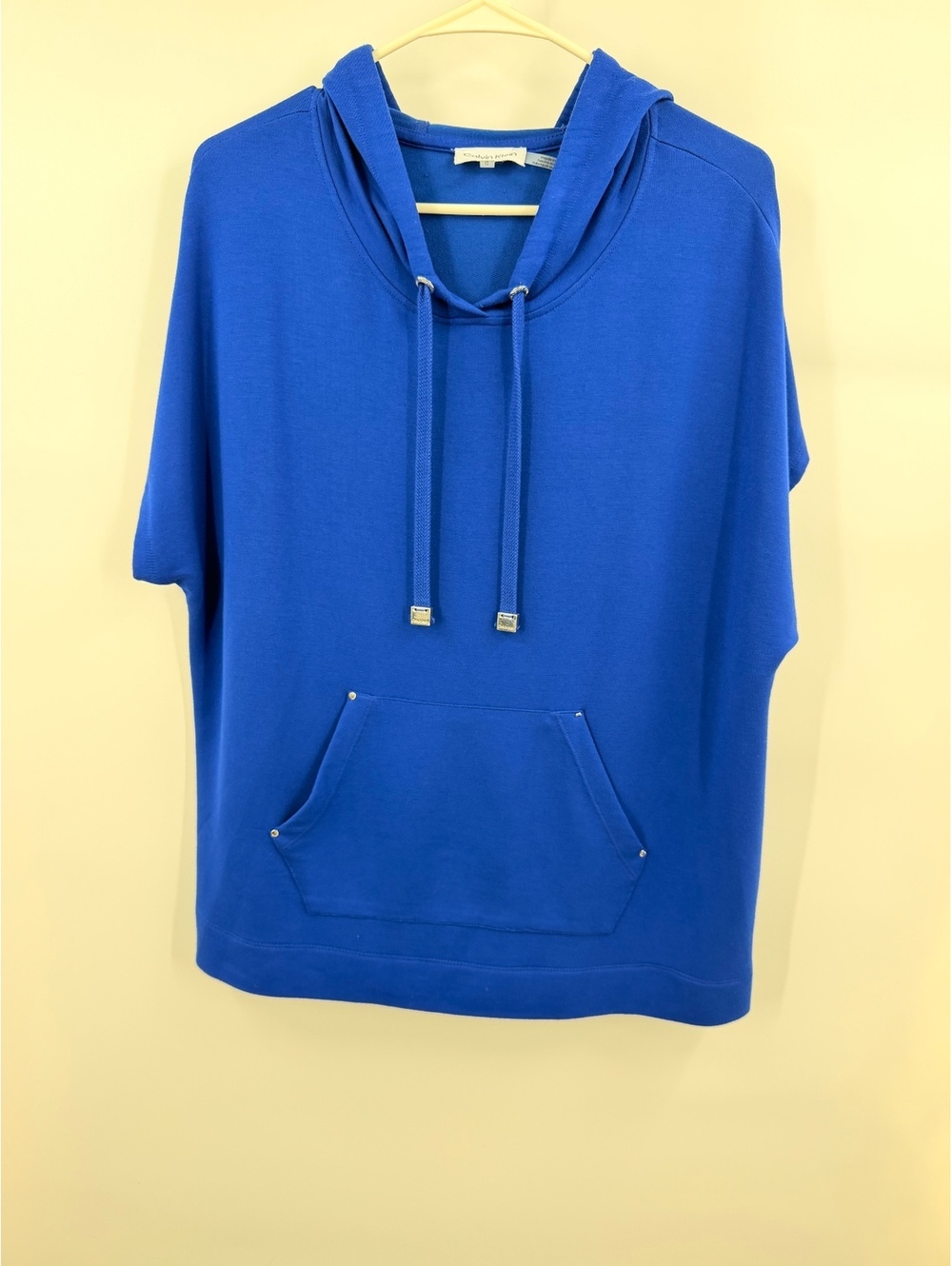 Calvin Klein Women’s Blue Short Sleeve Hoodie Pullover Size Large